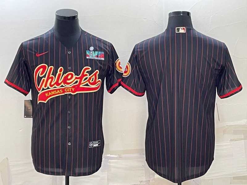 Men%27s Kansas City Chiefs Blank Black With Super Bowl LVII Patch Cool Base Stitched Baseball Jersey->kansas city chiefs->NFL Jersey